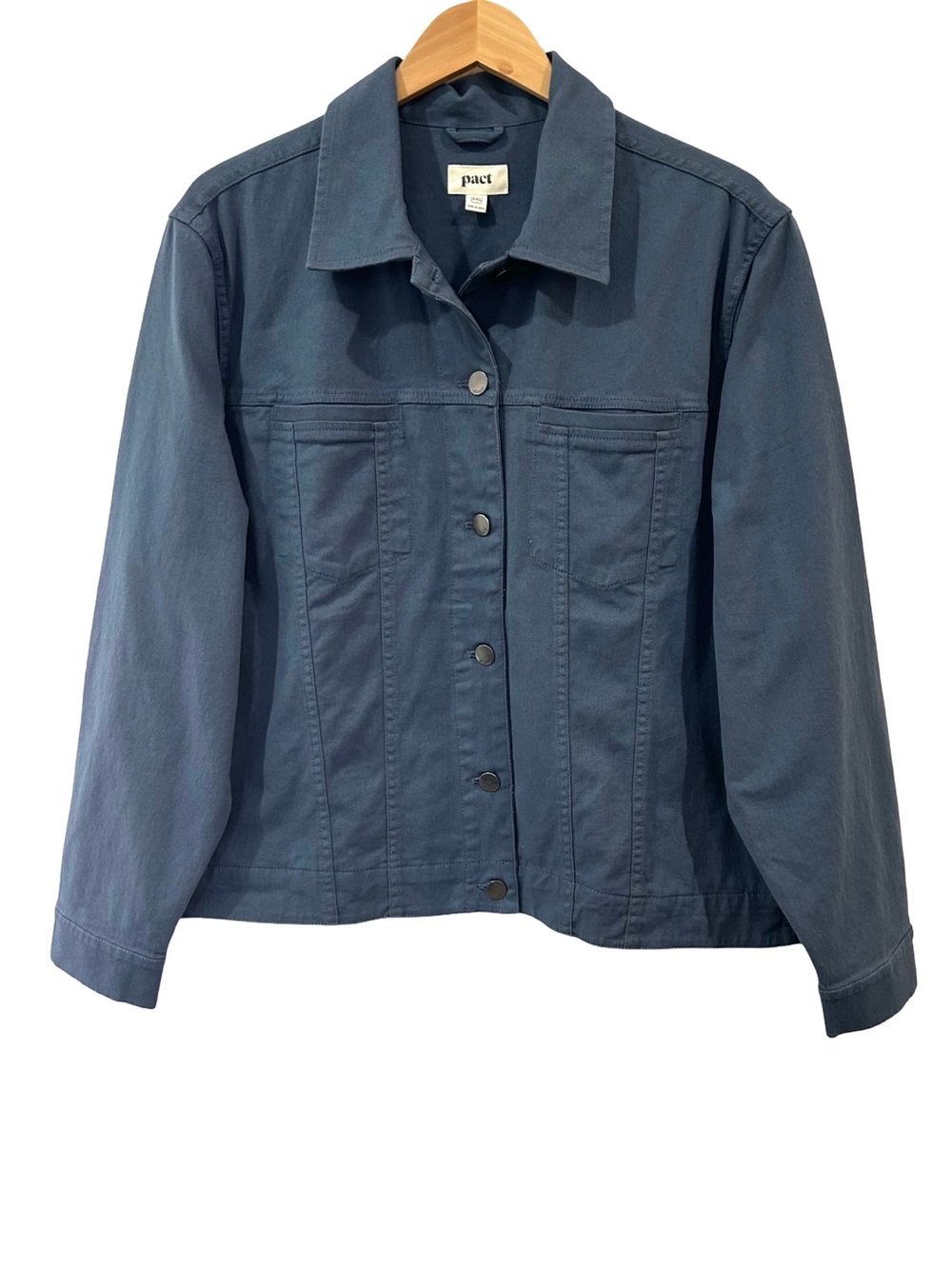 Pact Women's Stretch Twill Jacket XXL slate blue cotton casual